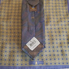 Load image into Gallery viewer, Blue &amp; olive paisley silk tie with olive, navy &amp; tan silk pocket square by Robert Talbott
