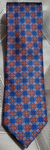 Load image into Gallery viewer, Robert Talbott blue &amp; brown interlocking print silk necktie
