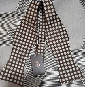 Robert Talbott brown & white polka dot bowtie