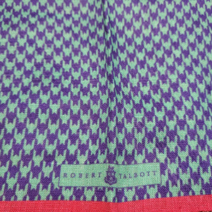 Robert Talbott purple & green pure linen houndstooth pocket square