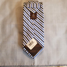 Load image into Gallery viewer, Blue &amp; white Robert Talbott tie with cotton glen plaid square with roped border
