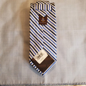 Blue & white Robert Talbott tie with cotton glen plaid square with roped border