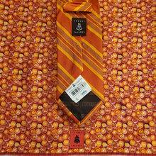 Load image into Gallery viewer, Robert Talbott orange striped tie &amp; red/orange silk floral pocket square
